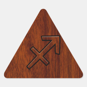 Modernes Sagittarius Zodiac-Zeichen im Mahogany-St Dreieckiger Aufkleber