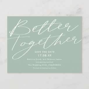 Modernes Salbeigrün besser Save the Date Postkarte