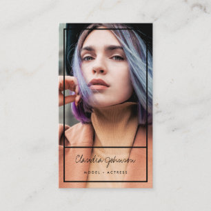 Modernes Sängerdänger-Foto mit schwarzem Rahmen Visitenkarte