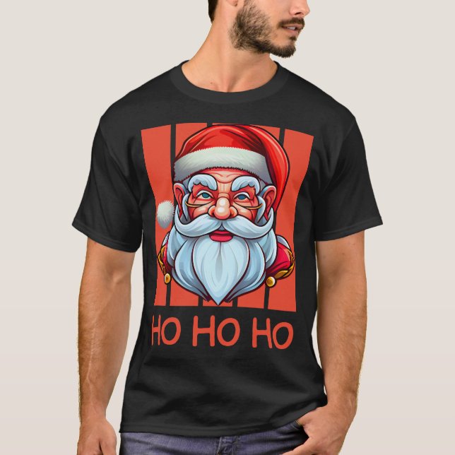 Modernes Santa Claus Portrait T-Shirt (Vorderseite)