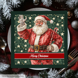 Modernes Santa Claus Watercolor Holiday Napkins Serviette