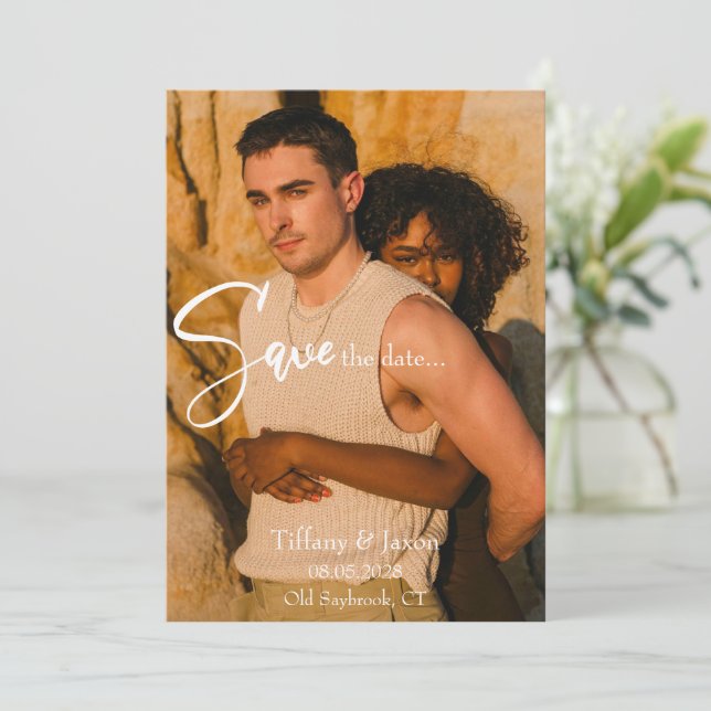 Modernes Save the Date Einladung (Stehend Vorderseite)