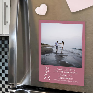 Modernes Save the Date Foto Dusty Rose Magnet