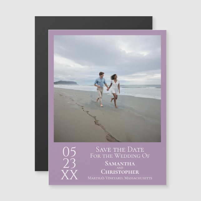 Modernes Save the Date Foto Lavender Magnet (Vorne/Hinten)