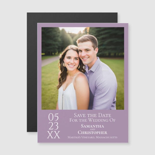 Modernes Save the Date Foto Lavender Magnet (Vorne/Hinten)