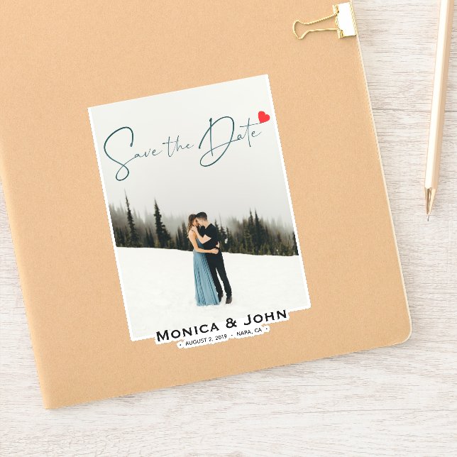 Modernes Save the Date Foto Personalisiert Aufkleber (Notizbuch)