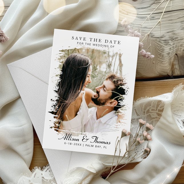 Modernes, Save the Date Foto QR Code Wedding Einladung (Announce your big day with our stunning save-the-date, featuring a QR code for easy details access!)