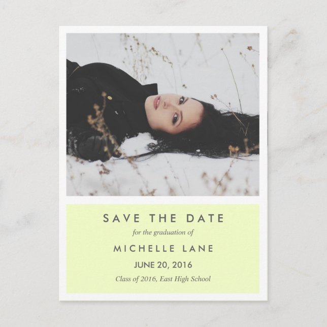 Modernes, Save the Date gelbes Foto Ankündigungspostkarte (Vorderseite)