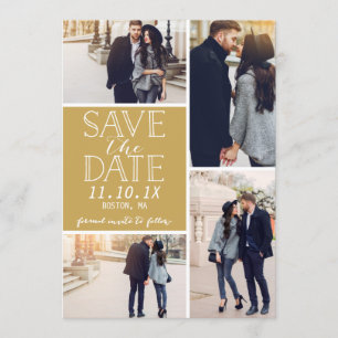 Modernes Save the Date Gold der Collagen-4-Foto