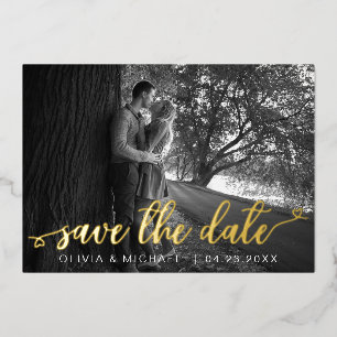 Modernes Save the Date handgeschriebenes Foto Folieneinladung