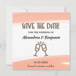 Modernes Save the Date Hochzeitungs-Aquarellpfirsi