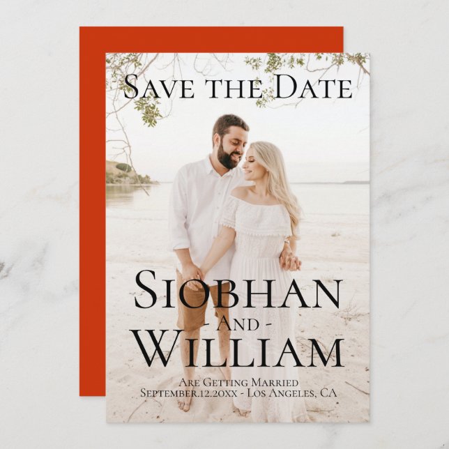 Modernes, Save the Date Personalisiertes Foto Einladung (Vorne/Hinten)