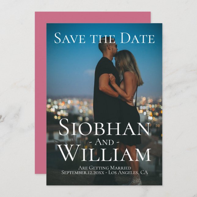 Modernes, Save the Date Personalisiertes Foto Einladung (Vorne/Hinten)