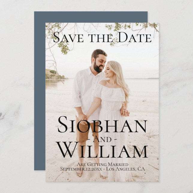 Modernes, Save the Date Personalisiertes Foto Einladung (Vorne/Hinten)