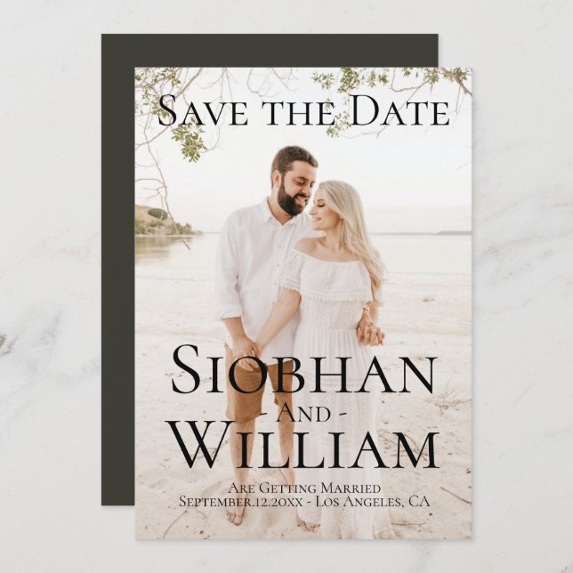 Modernes, Save the Date Personalisiertes Foto Einladung (Vorne/Hinten)