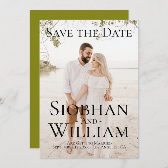 Modernes, Save the Date Personalisiertes Foto Einladung (Vorne/Hinten)