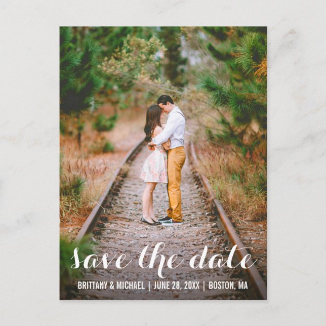 Modernes Save the Date Verlobung Foto Postcard LB Postkarte (Vorderseite)