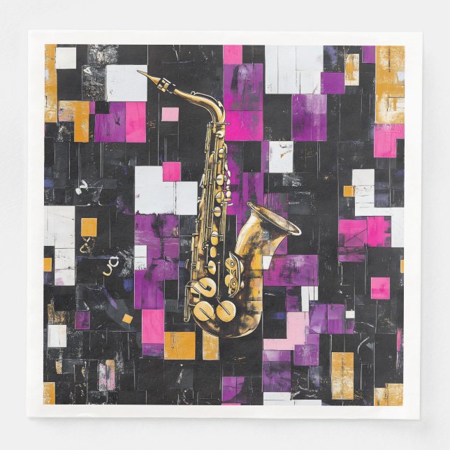 Modernes Saxophonmuster Serviette (Vorderseite)