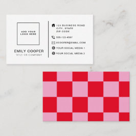Modernes Schachbrett-Checkerboard-Add-On Rosa Visitenkarte