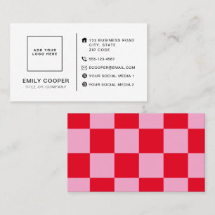 Modernes Schachbrett-Checkerboard-Add-On Rosa Visitenkarte