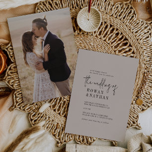 Modernes, schick gefärbtes Foto Zurück Hochzeit Einladung