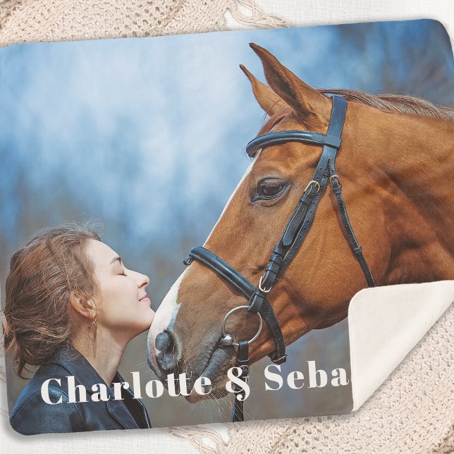 Modernes, schick Personalisiertes Pet Horse Foto Sherpadecke (Von Creator hochgeladen)