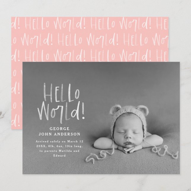 Modernes schick-rosa Typografie-Foto Ankündigung (Vorne/Hinten)