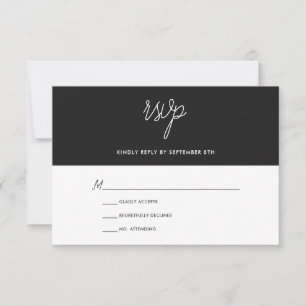Modernes, schick Schwarz-Weiß-Hochzeit-RSVP RSVP Karte