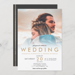 Modernes, schick-weißes Ober-Foto Hochzeit Einladung