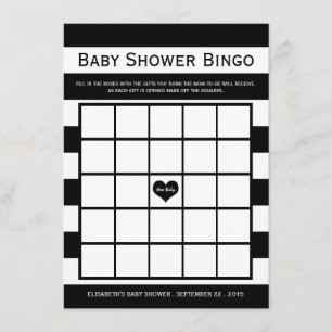 Modernes, schicke Black & White Baby Dusche Bingo Einladung