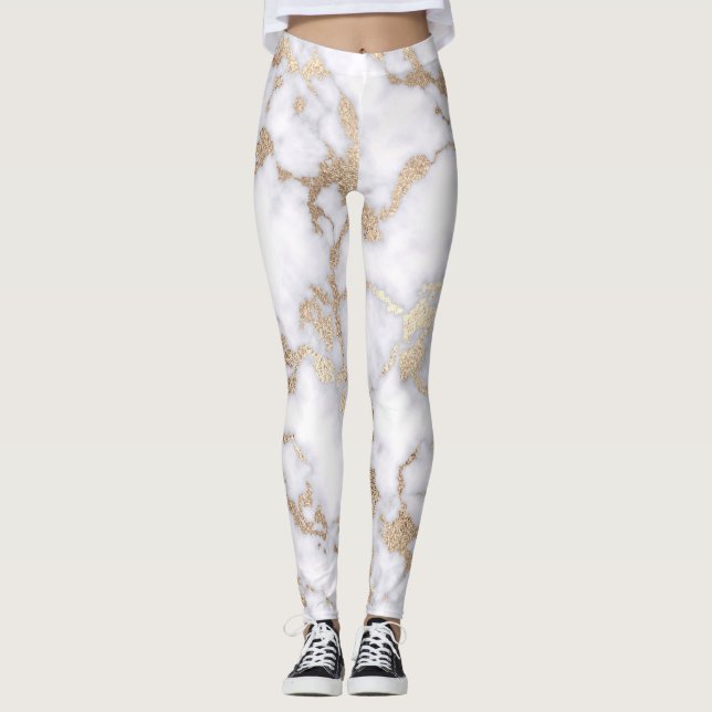 Modernes, schicke Muster aus weißem Goldfolie Leggings (Vorderseite)