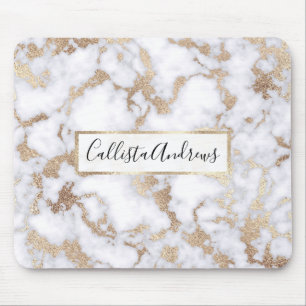 Modernes, schicke Muster aus weißem Goldfolie Mousepad
