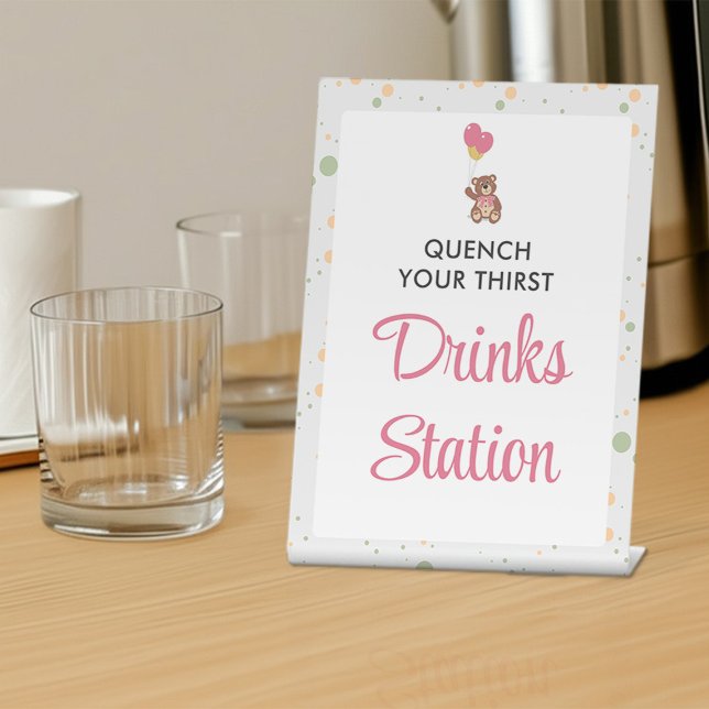 Modernes, schicker Pink Baby Dusche Bar Pedestzeic Sockelschild (Von Creator hochgeladen)