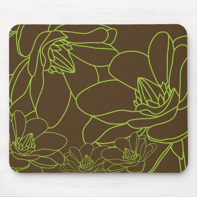 Modernes schickes BlumenMousepad - Grün und Brown Mousepad (Vorne)