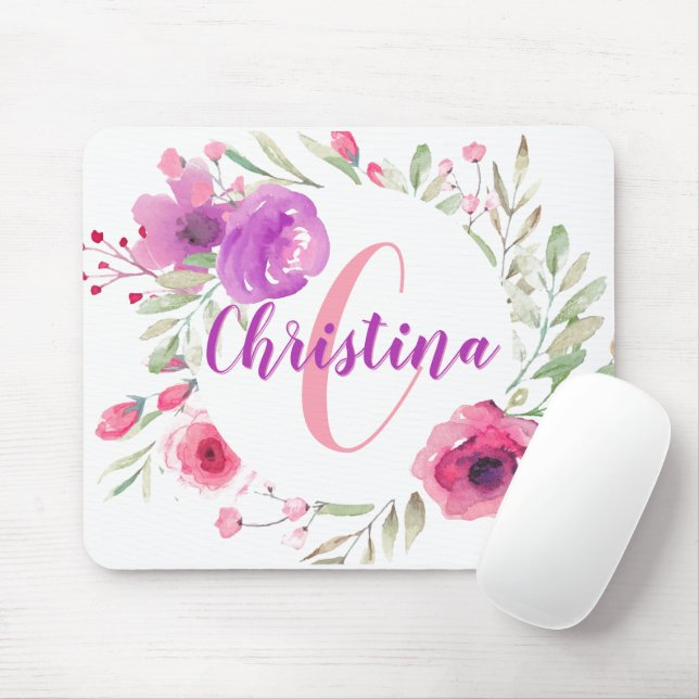 Modernes schickes Girly rosa Aquarell-mit Mousepad (Mit Mouse)