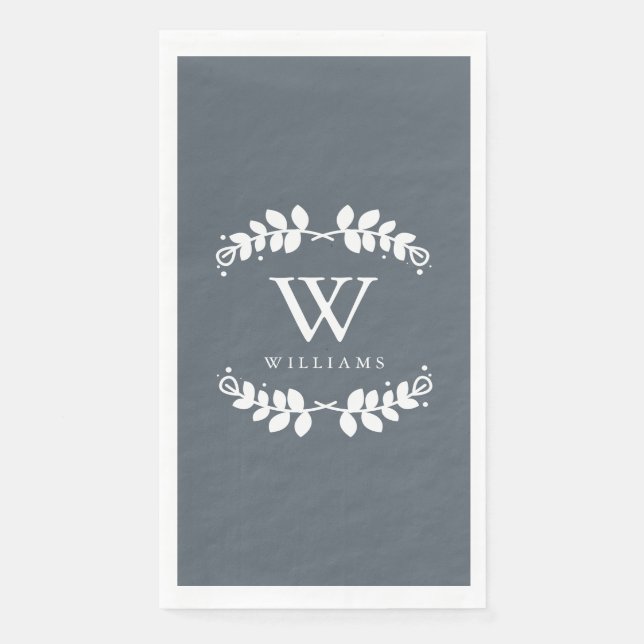 Modernes Schiefergrau Mit Monogramm Serviette (Vorderseite)