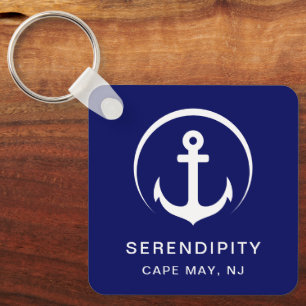 Modernes Schiff Anchor Navy Blue Schlüsselanhänger