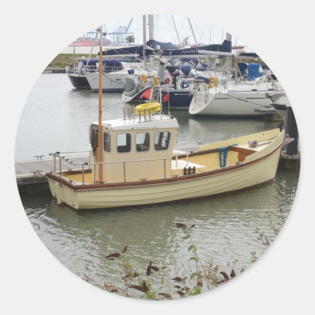 Modernes Schiff Traditioneller Stil Runder Aufkleber (Vorderseite)