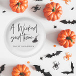 Modernes, schlechtes Zeitangebot | Frohe Halloween Pappteller<br><div class="desc">Modernes,  schlechtes Zeitangebot | Frohe Halloween</div>