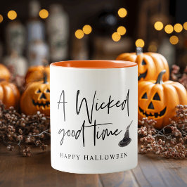 Modernes, schlechtes Zeitangebot | Frohe Halloween Zweifarbige Tasse