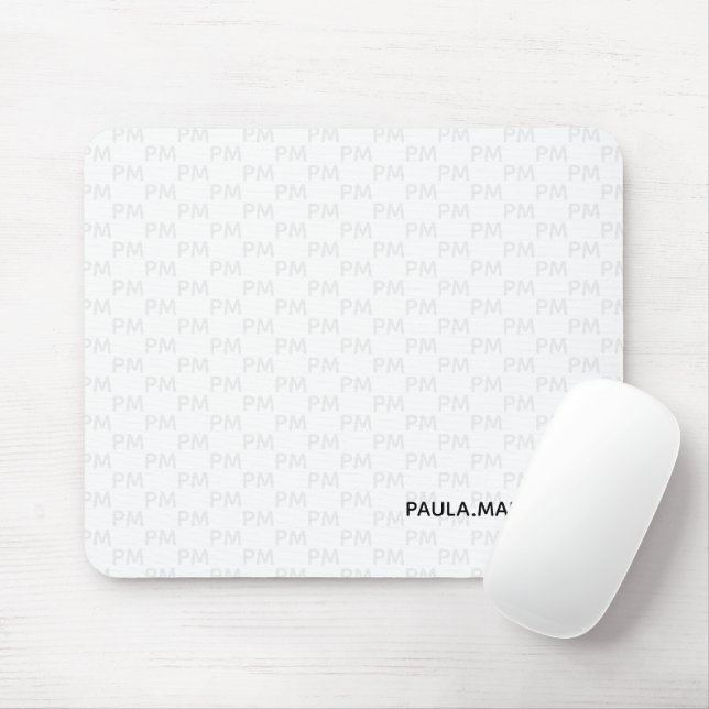 Modernes, Schlicht-weißes Monogramm-Muster Mousepad (Mit Mouse)