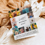 Modernes, schlichtes 10-Foto-Collage-Gitter Karte<br><div class="desc">Modernes,  schlichtes Geburtstagsschwarz auf weißem 10-Foto-Kollagengitter und moderner Typografie.</div>