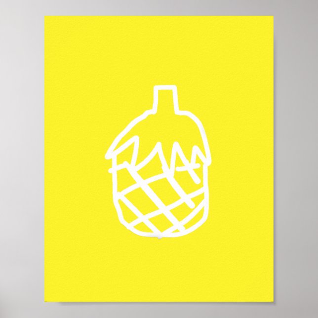 Modernes, schlichtes Design der Ananas-Kontur Poster (Vorne)