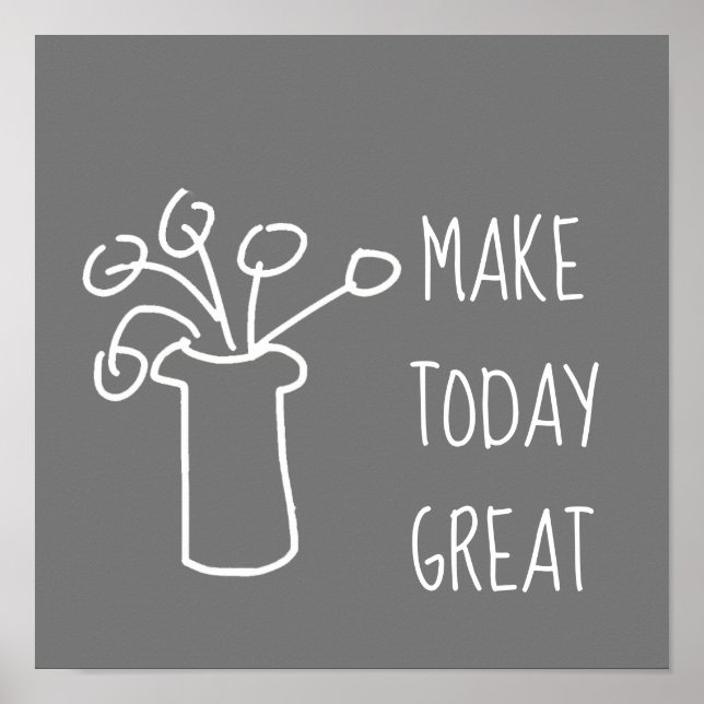 Modernes, schlichtes Design der Blume in Weiß Poster (Vorne)