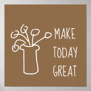 Modernes, schlichtes Design der Blume in Weiß Poster