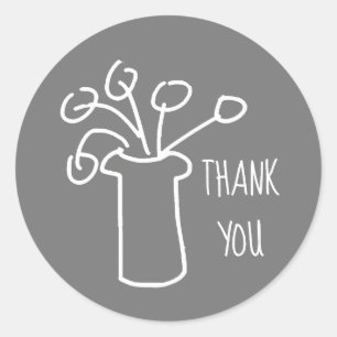 Modernes, schlichtes Design der Blume in Weiß Runder Aufkleber