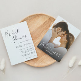 Modernes Schlichtes Dunkelgrau-Foto-Brautparty Einladung