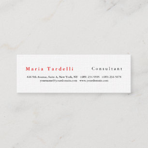 Modernes Schlichtes Elegantes Minimalistisches Rot Mini Visitenkarte