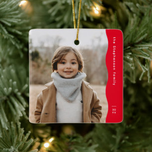 Modernes, schlichtes, Foto-weites Weihnachtsfest Keramikornament