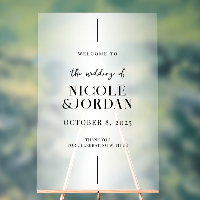 Modernes, schlichtes Hochzeitswillkommen Acrylschild (Neutral)